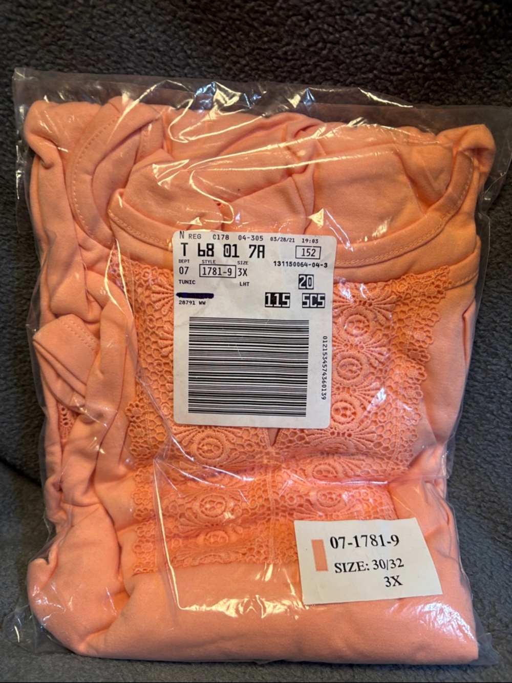 Woman Within Coral Lace-Front Tunic Top